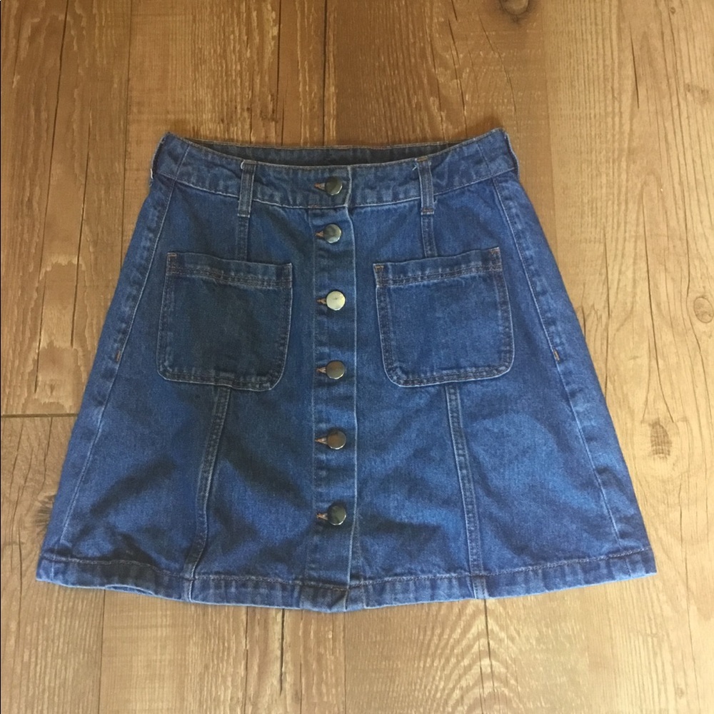 Button-Up Denim Mini Skirt